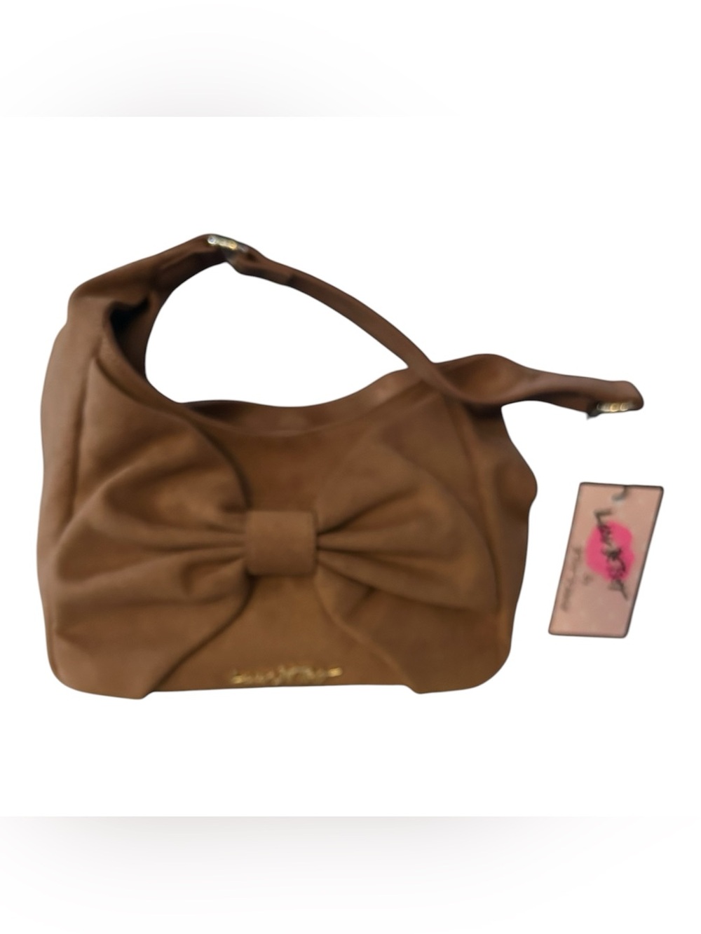 Betsy Johnson Brown Bow-Accent Shoulder Bag